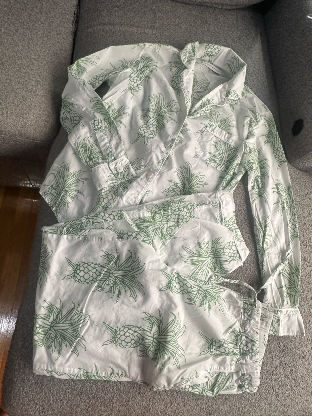 🍍Desmond & Dempsey Pineapple Print Cotton Pajama Set Small Port